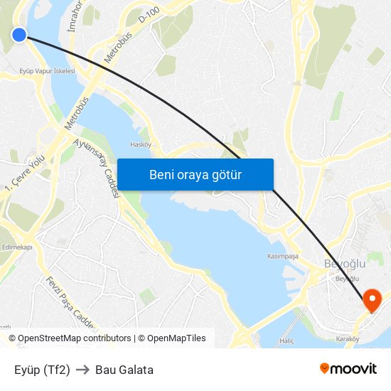 Eyüp (Tf2) to Bau Galata map