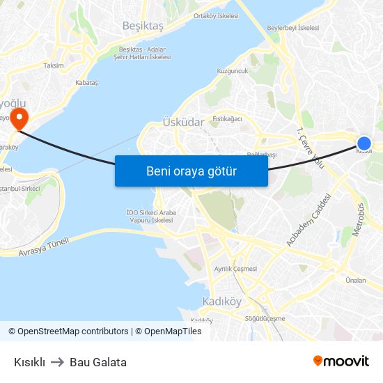 Kısıklı to Bau Galata map