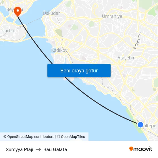 Süreyya Plajı to Bau Galata map