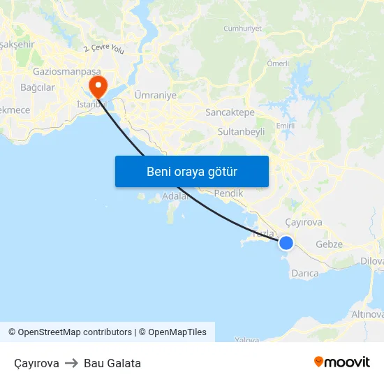 Çayırova to Bau Galata map