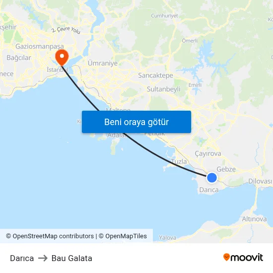 Darıca to Bau Galata map