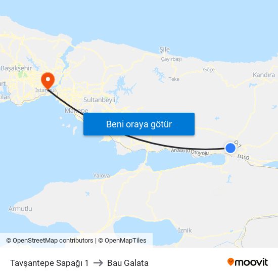 Tavşantepe Sapağı 1 to Bau Galata map