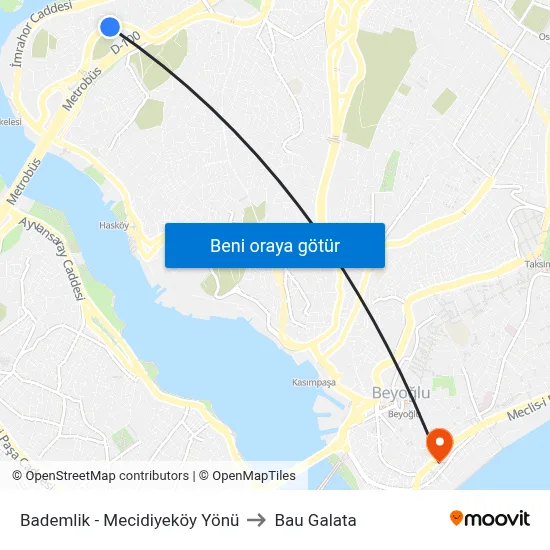 Bademlik - Mecidiyeköy Yönü to Bau Galata map