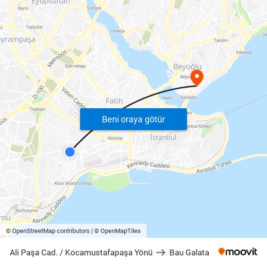 Ali Paşa Cad. / Kocamustafapaşa Yönü to Bau Galata map