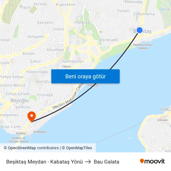 Beşiktaş Meydan - Kabataş Yönü to Bau Galata map