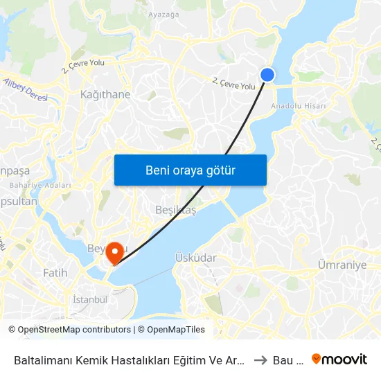 Baltalimanı Kemik Hastalıkları Eğitim Ve Araştırma Hastanesi - Beşiktaş Yönü to Bau Galata map
