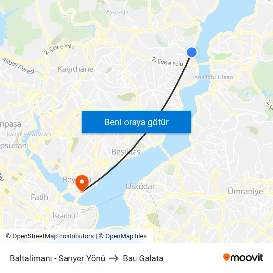 Baltalimanı - Sarıyer Yönü to Bau Galata map