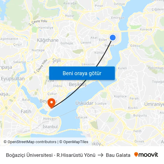 Boğaziçi Üniversitesi - R.Hisarüstü Yönü to Bau Galata map