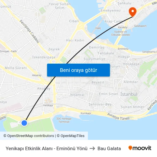 Yenikapı Etkinlik Alanı - Eminönü Yönü to Bau Galata map