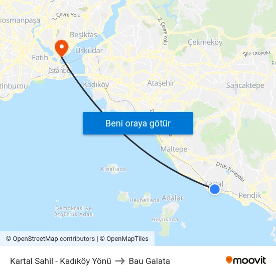 Kartal Sahil - Kadıköy Yönü to Bau Galata map
