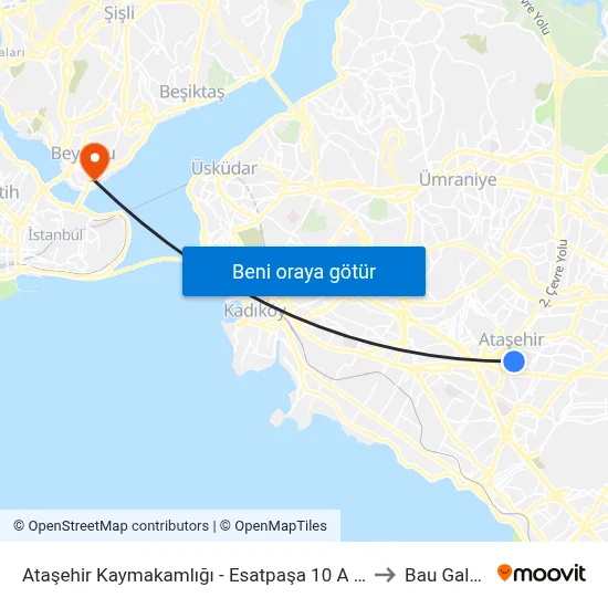 Ataşehir Kaymakamlığı - Esatpaşa 10 A Yönü to Bau Galata map