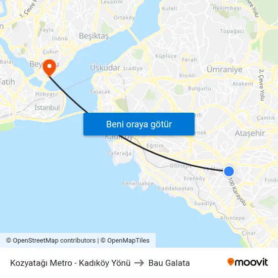 Kozyatağı Metro - Kadıköy Yönü to Bau Galata map
