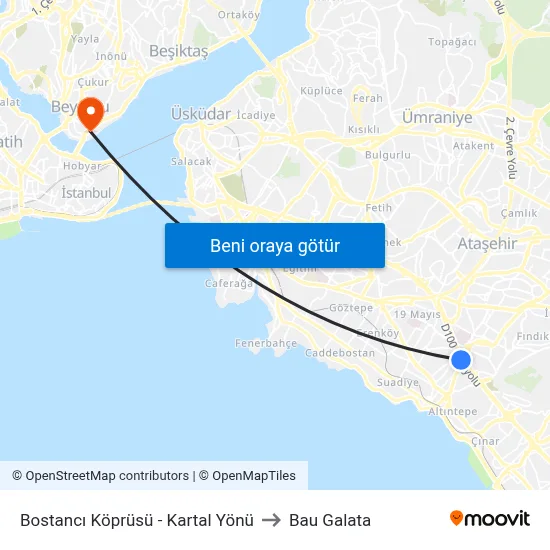 Bostancı Köprüsü - Kartal Yönü to Bau Galata map