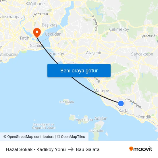 Hazal Sokak - Kadıköy Yönü to Bau Galata map