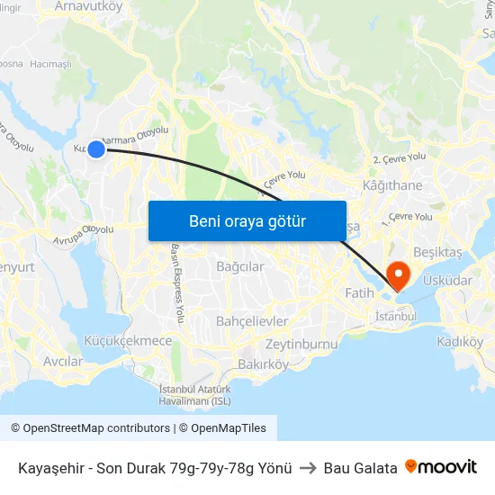 Kayaşehir - Son Durak 79g-79y-78g Yönü to Bau Galata map