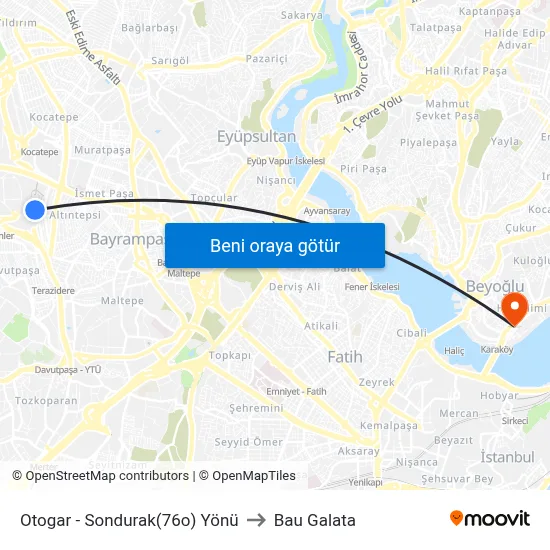 Otogar - Sondurak(76o) Yönü to Bau Galata map