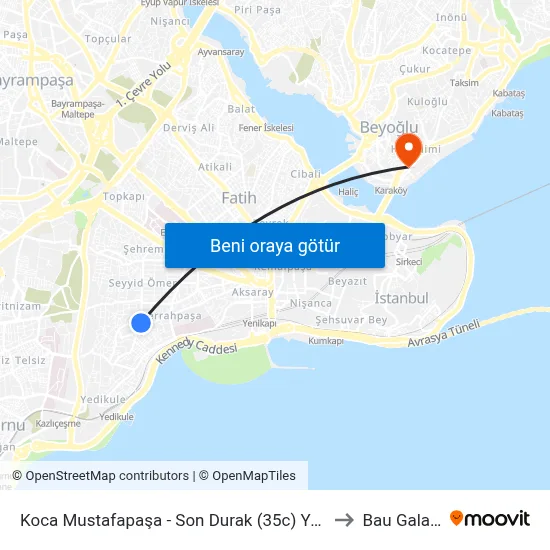 Koca Mustafapaşa - Son Durak (35c) Yönü to Bau Galata map