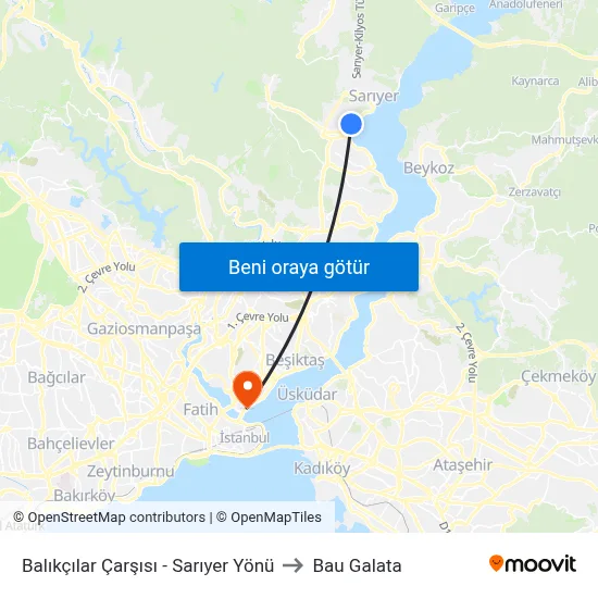 Balıkçılar Çarşısı - Sarıyer Yönü to Bau Galata map