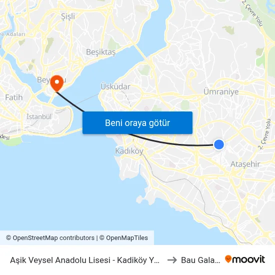 Aşik Veysel Anadolu Lisesi - Kadiköy Yönü to Bau Galata map