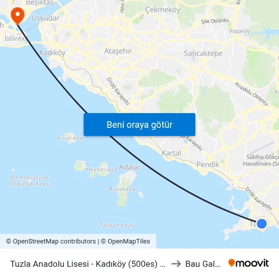 Tuzla Anadolu Lisesi - Kadıköy (500es) Yönü to Bau Galata map
