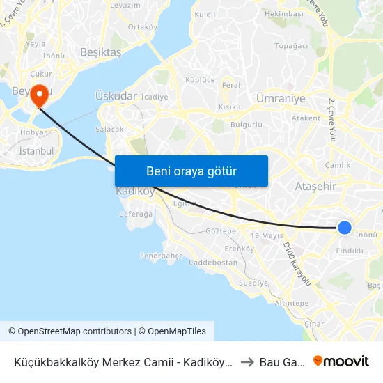 Küçükbakkalköy Merkez Camii - Kadiköy 19s Yönü to Bau Galata map