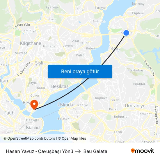 Hasan Yavuz - Çavuşbaşı Yönü to Bau Galata map