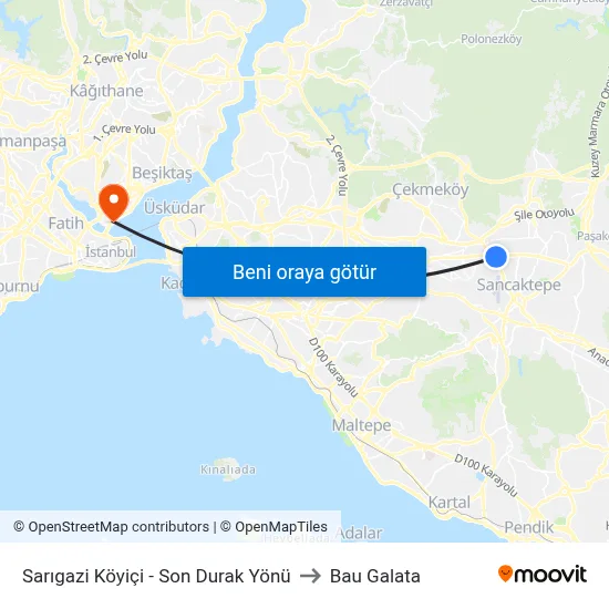 Sarıgazi Köyiçi - Son Durak Yönü to Bau Galata map