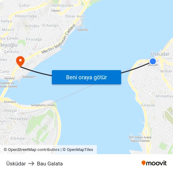 Üsküdar to Bau Galata map