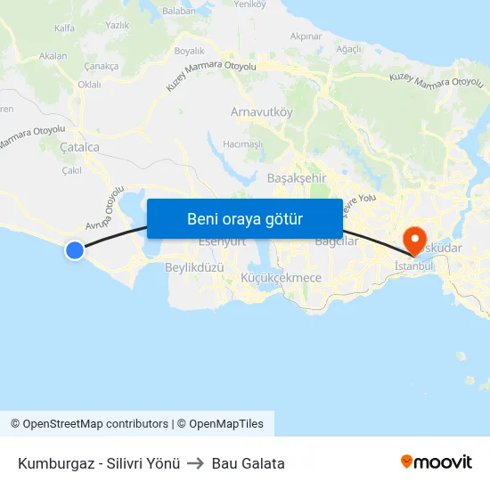 Kumburgaz - Silivri Yönü to Bau Galata map