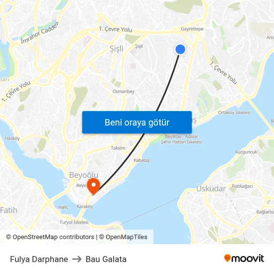 Fulya Darphane to Bau Galata map