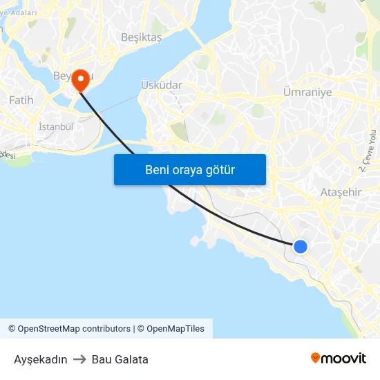 Ayşekadın to Bau Galata map
