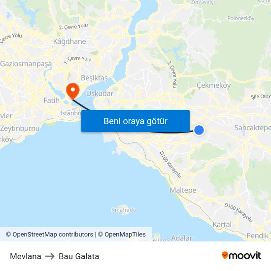 Mevlana to Bau Galata map