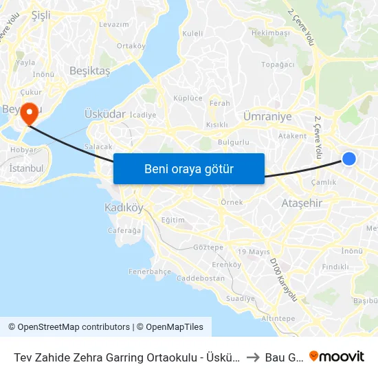 Tev Zahide Zehra Garring Ortaokulu - Üsküdar 14es.320 9d Yönü to Bau Galata map