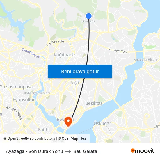 Ayazağa - Son Durak Yönü to Bau Galata map