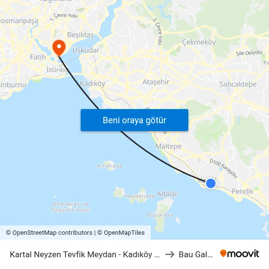 Kartal Neyzen Tevfik Meydan - Kadıköy Yönü to Bau Galata map