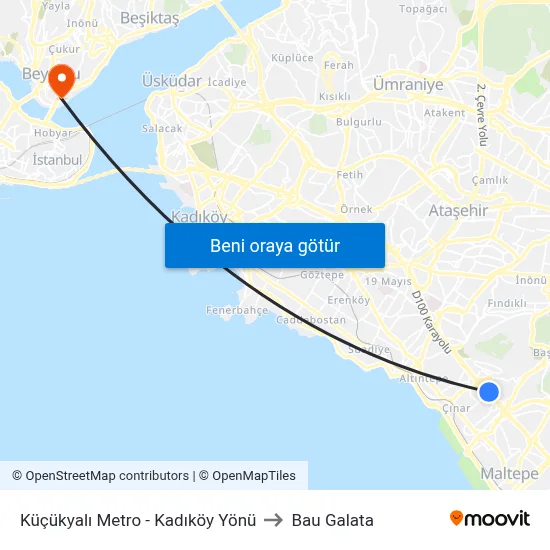 Küçükyalı Metro - Kadıköy Yönü to Bau Galata map