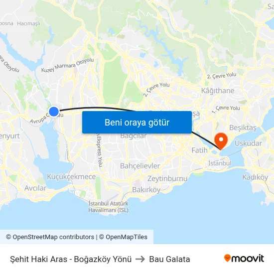 Şehit Haki Aras - Boğazköy Yönü to Bau Galata map