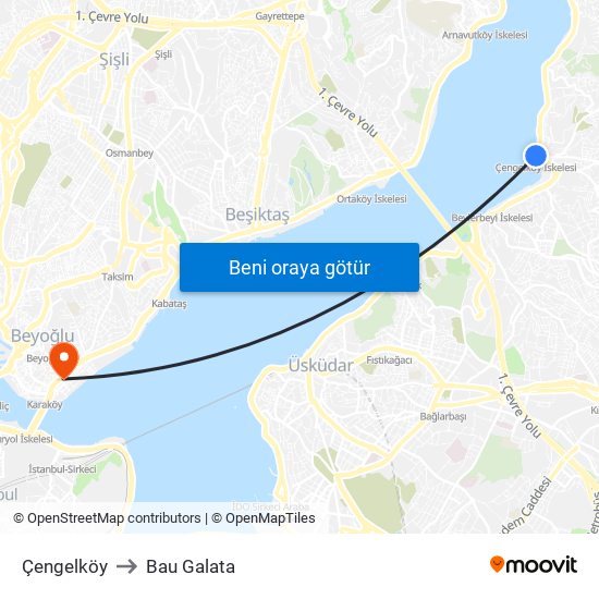 Çengelköy to Bau Galata map