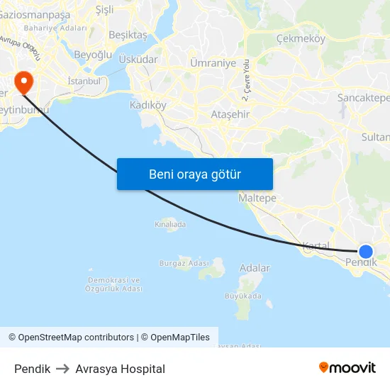 Pendik to Avrasya Hospital map