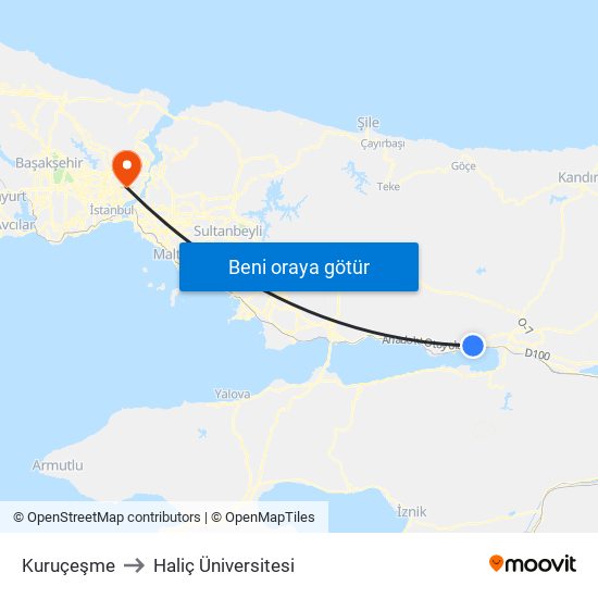 Kuruçeşme to Haliç Üniversitesi map