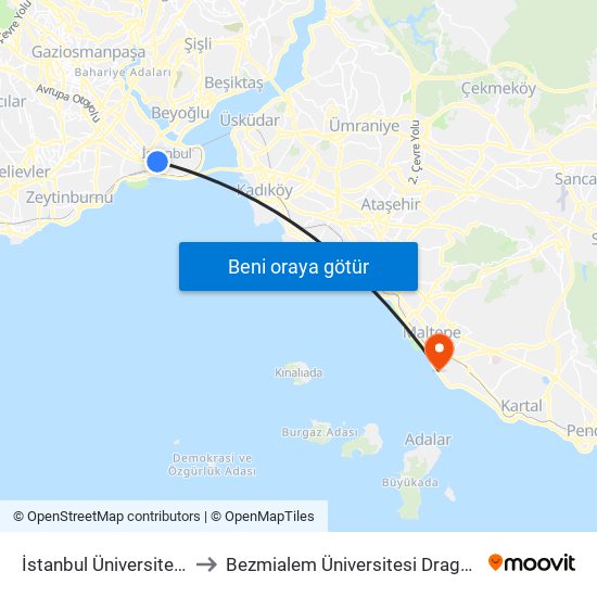 İstanbul Üniversitesi - Laleli to Bezmialem Üniversitesi Dragos Hastanesi map