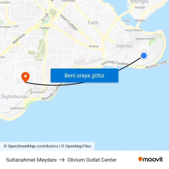 Sultanahmet Meydanı to Olivium Outlet Center map