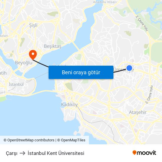 Çarşı to İstanbul Kent Üniversitesi map