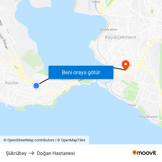 Şükrübey to Doğan Hastanesi map