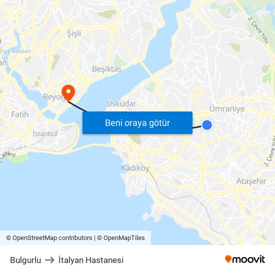 Bulgurlu to İtalyan Hastanesi map