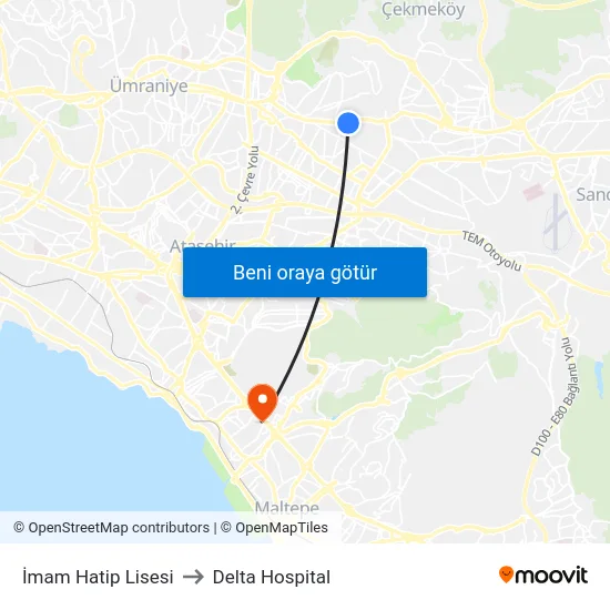 İmam Hatip Lisesi to Delta Hospital map