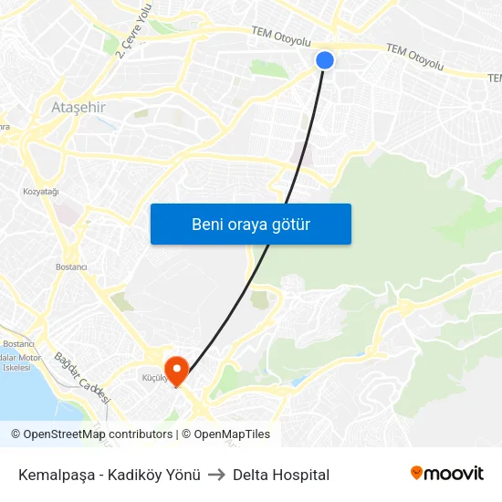 Kemalpaşa - Kadiköy Yönü to Delta Hospital map