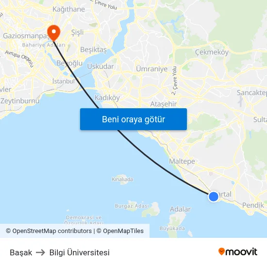 Başak to Bilgi Üniversitesi map