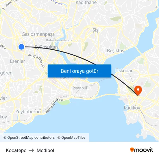 Kocatepe to Medipol map