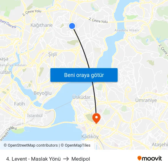 4. Levent - Maslak Yönü to Medipol map